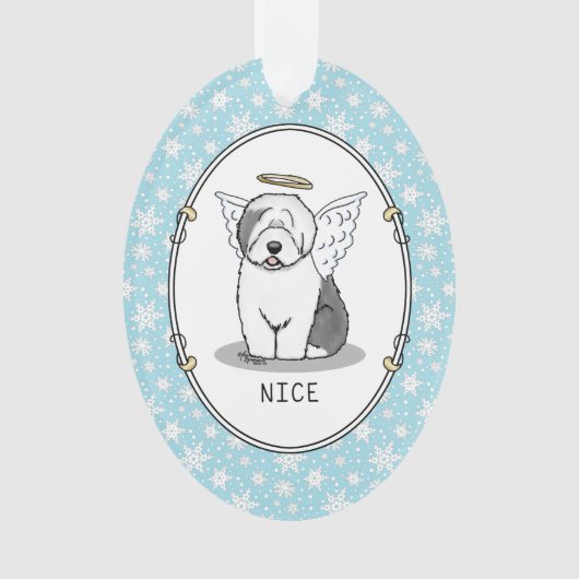 Nice Angel Old English Sheepdog (grijs 1) - Cute Ornament (voorkant)