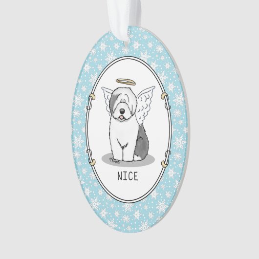 Nice Angel Old English Sheepdog (grijs 1) - Cute Ornament (voorkant)