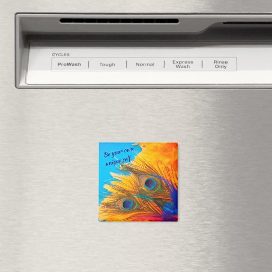 Nice Aqua Blue Elegant Peacock Feather Magnet (Insitu (Vaatwasser))