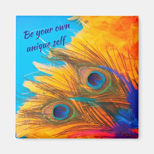 Nice Aqua Blue Elegant Peacock Feather Magnet (Voorkant)