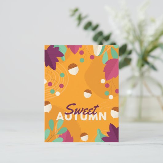 Nice Autumn Season with pine and Leaves Feestdagenkaart (Staand voorkant)