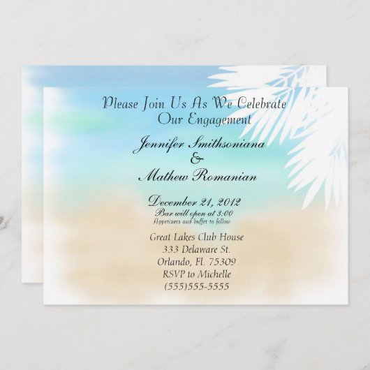 Nice Beach Scene Theme Engagement Party Kaart (Voorkant / Achterkant)