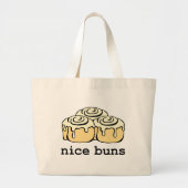 Nice Buns Cinnamon Roll Funny Cartoon Design Grote Tote Bag (Voorkant)