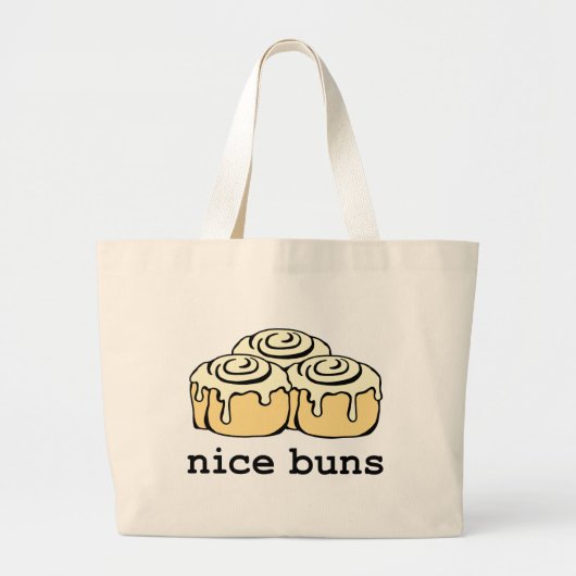 Nice Buns Cinnamon Roll Funny Cartoon Design Grote Tote Bag (Voorkant)