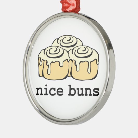 Nice Buns Cinnamon Roll Funny Cartoon Design Metalen Ornament (Links)