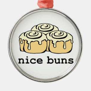 Nice Buns Cinnamon Roll Funny Cartoon Design Metalen Ornament