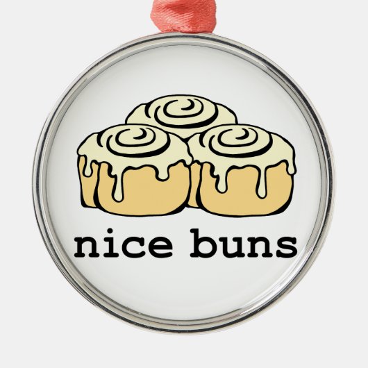 Nice Buns Cinnamon Roll Funny Cartoon Design Metalen Ornament (Voorkant)