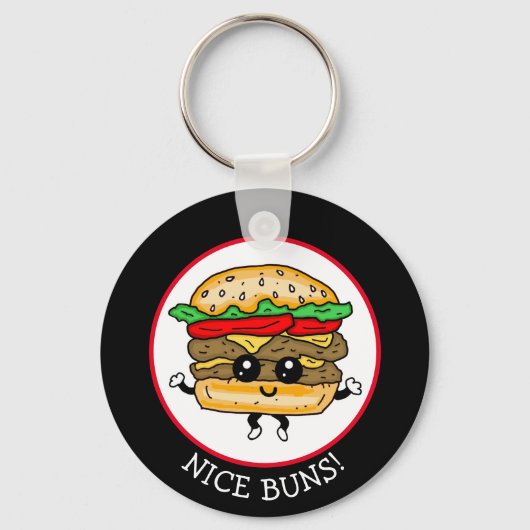 Nice Buns, Funny Hamburger Pun Sleutelhanger (Voorkant)