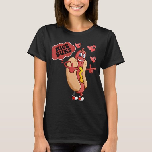 Nice Buns Nice Weiner Funny Valentines Day Couple T-shirt (Voorkant)