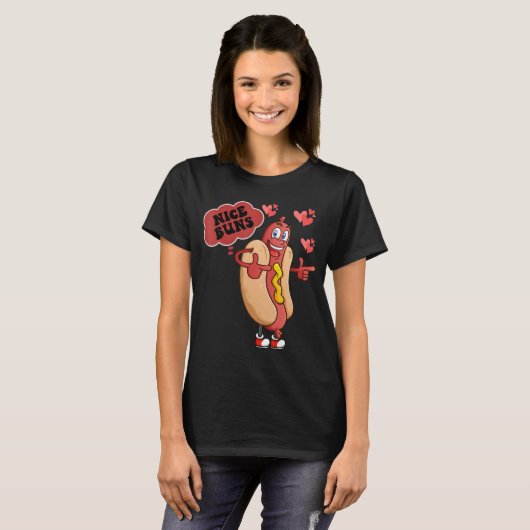 Nice Buns Nice Weiner Funny Valentines Day Couple  T-shirt (Voorkant volledig)