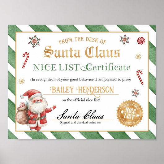 Nice Certificaat Goedgekeurd Sinterklaas Poster (Voorkant)