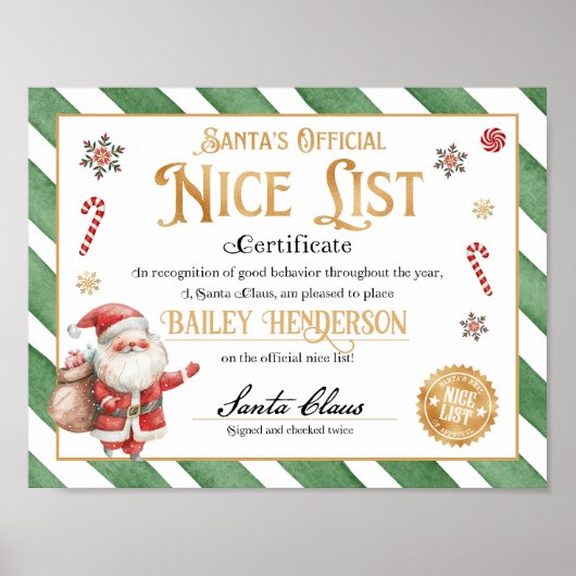 Nice Certificaat Goedgekeurd Sinterklaas Poster (Voorkant)