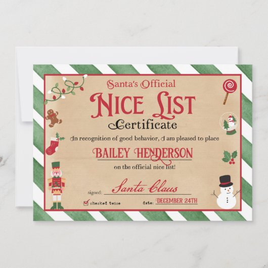 Nice Certificaat Goedgekeurd Van Santa Kaart (Voorkant)