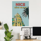 Nice Côte d'Azur Negresco illustratie Frankrijk Poster (Thuiskantoor)