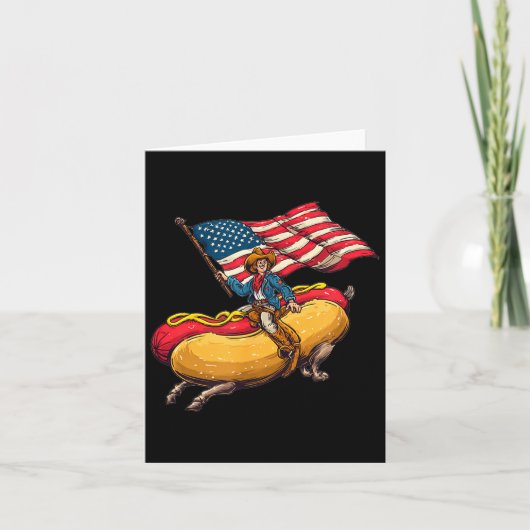 Nice Cowboy Weenie Hotdog Costume With Us Colors  Kaart (Voorkant)