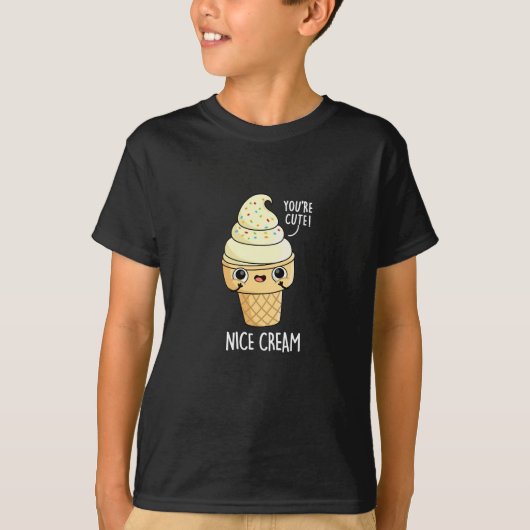 Nice Cream Funny Ice Cream Pun Dark BG T-shirt (Voorkant)