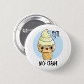 Nice Cream Funny Ice Cream Pun Ronde Button 5,7 Cm (Voorkant /achterkant)
