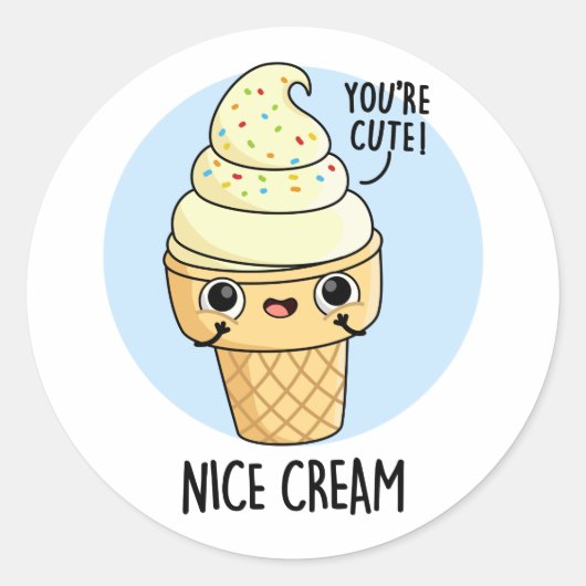 Nice Cream Funny Ice Cream Pun Ronde Sticker (Voorkant)