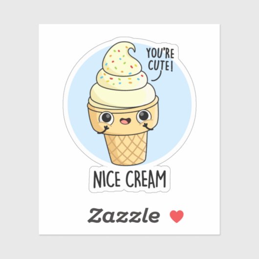 Nice Cream Funny Ice Cream Pun Sticker (Vel)