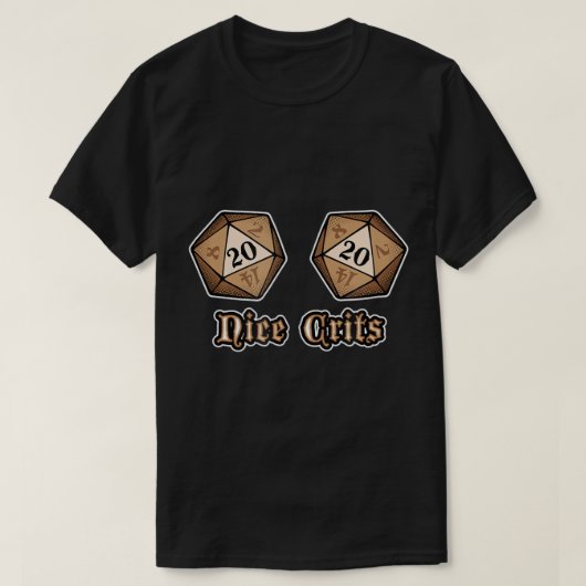 Nice Crits - Funny D20 Dice, Role Play, Dungeon T-shirt (Design voorkant)