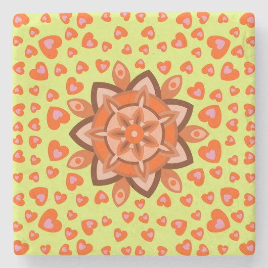 NICE FLOWER HEARTS LOVE VALENTIJN, BIRTHDAG, GIFT STENEN ONDERZETTER (Voorkant)