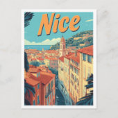 Nice France Art Vintage Travel Illustratie Briefkaart (Voorkant)