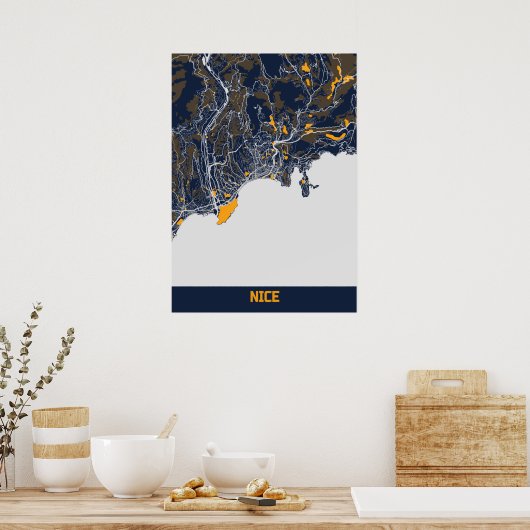 Nice - France Bluefresh City Map Poster (Keuken)