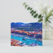 Nice France French Riviera Marina Watercolor Briefkaart (Staand voorkant)