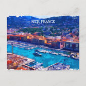 Nice France French Riviera Marina Watercolor Briefkaart (Voorkant)