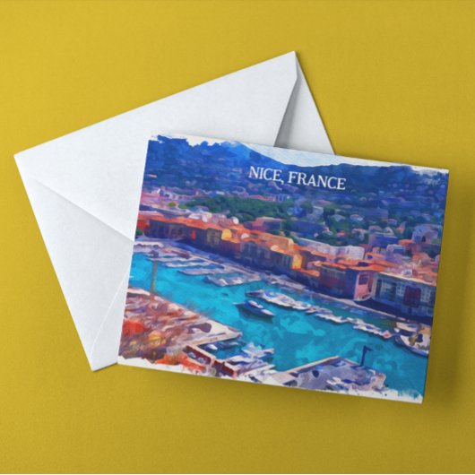 Nice France French Riviera Marina Watercolor Briefkaart