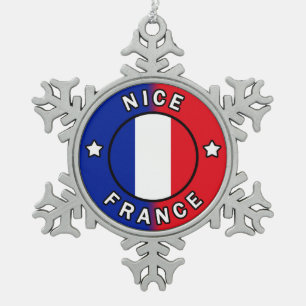 Nice France Tin Sneeuwvlok Ornament