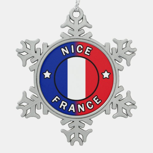 Nice France Tin Sneeuwvlok Ornament (Voorkant)