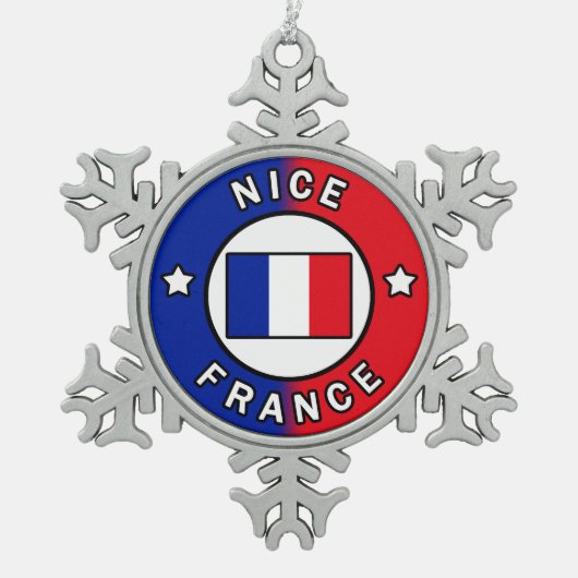 Nice France Tin Sneeuwvlok Ornament (Voorkant)