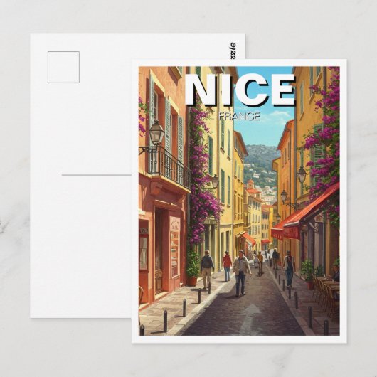 Nice France Travel Briefkaart (Voorkant / Achterkant)