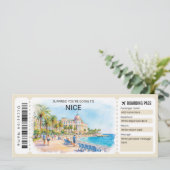 Nice France Trip Boarding Pass Ticket Kaart (Staand voorkant)