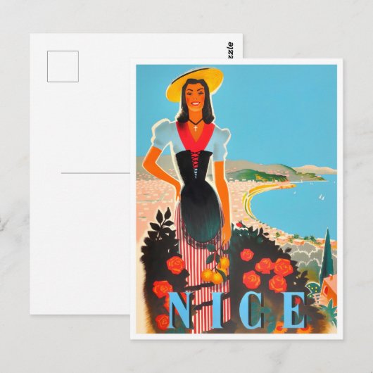 Nice France vintage-reis Briefkaart (Voorkant / Achterkant)