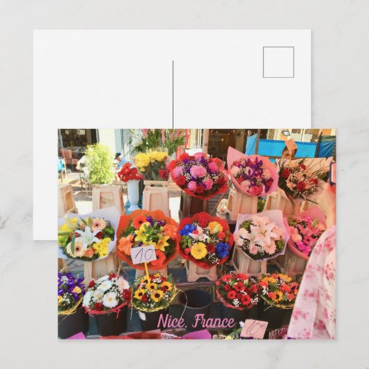 Nice, Frankrijk - Bloedmarkt - Marche aux Fleurs Briefkaart (Voorkant / Achterkant)