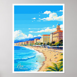 Nice Frankrijk Engeland Reizen illustratie Poster