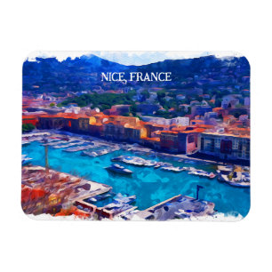 Nice Frankrijk Franse Riviera Jachthaven Aquarel Magneet