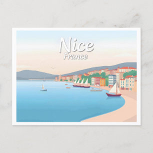 Nice Frankrijk Franse Riviera Pastel Travel Briefkaart