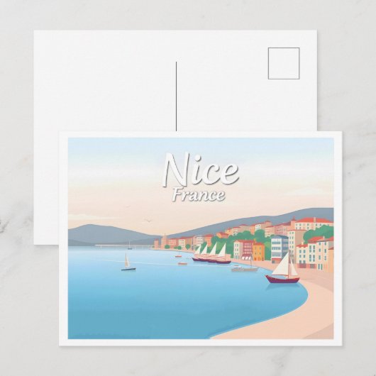 Nice Frankrijk Franse Riviera Pastel Travel Briefkaart (Voorkant / Achterkant)