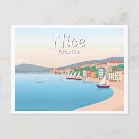 Nice Frankrijk Franse Riviera Pastel Travel Briefkaart (Voorkant)
