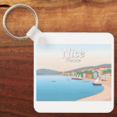 Nice Frankrijk Franse Riviera Pastel Travel Sleutelhanger (Voorkant)