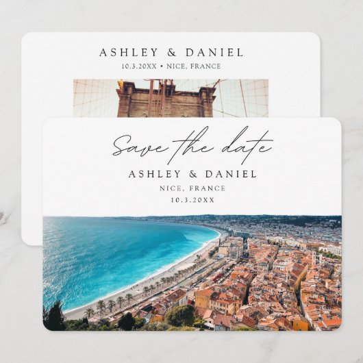 Nice Frankrijk Huwelijksbestemming Save the Date Kaart (Voorkant / Achterkant)