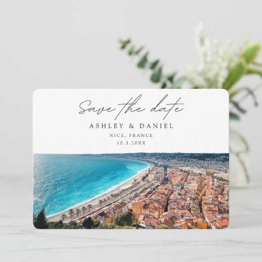 Nice Frankrijk Huwelijksbestemming Save the Date Kaart (Staand voorkant)
