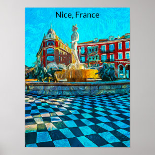 Nice Frankrijk Place Massena Olie Schilderij Poster