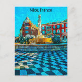 Nice Frankrijk Place Massena Olieverf Briefkaart (Voorkant)