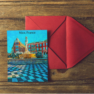 Nice Frankrijk Place Massena Olieverf Briefkaart