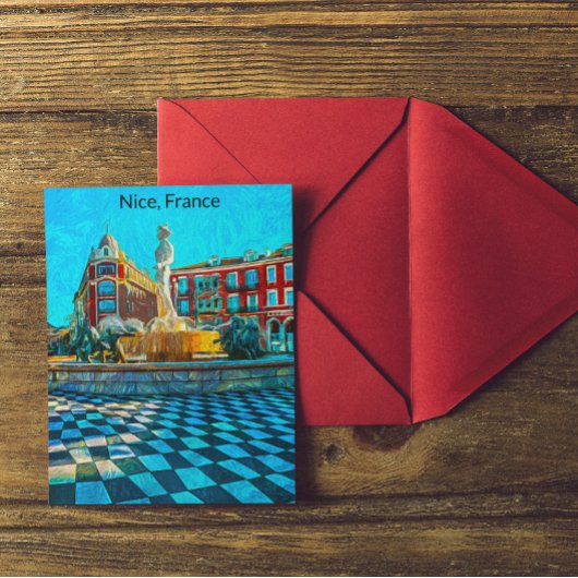 Nice Frankrijk Place Massena Olieverf Briefkaart