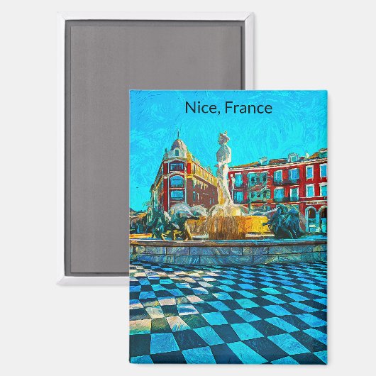 Nice Frankrijk Place Massena Olieverf Magneet (Voorkant / Achterkant)